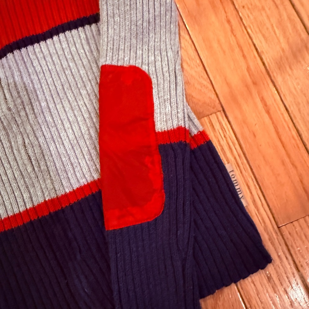 VTG TH Colorblock Women's Sweater Star Zip elbow patch patriotic heritage - Picture 2 of 6